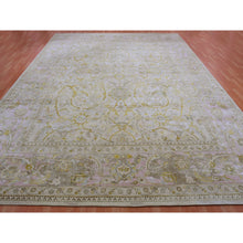 Load image into Gallery viewer, 12&#39;x15&#39;7&quot; Semolina Beige, Cameo Pink Border, Wool and Silk, Densely Woven, Oushak Design, Hand Knotted, Oversized Oriental Rug FWR452580