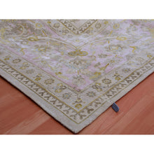 Load image into Gallery viewer, 12&#39;x15&#39;7&quot; Semolina Beige, Cameo Pink Border, Wool and Silk, Densely Woven, Oushak Design, Hand Knotted, Oversized Oriental Rug FWR452580