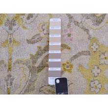 Load image into Gallery viewer, 12&#39;x15&#39;7&quot; Semolina Beige, Cameo Pink Border, Wool and Silk, Densely Woven, Oushak Design, Hand Knotted, Oversized Oriental Rug FWR452580