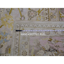 Load image into Gallery viewer, 12&#39;x15&#39;7&quot; Semolina Beige, Cameo Pink Border, Wool and Silk, Densely Woven, Oushak Design, Hand Knotted, Oversized Oriental Rug FWR452580