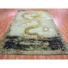 Load image into Gallery viewer, 9&#39;x12&#39;1&quot; Casabianca Beige And Harvest Gold, Antique Chinese Inspired, Dragon Design, Organic Wool, Hand Knotted, Oriental Rug FWR452604