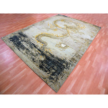 Load image into Gallery viewer, 9&#39;x12&#39;1&quot; Casabianca Beige And Harvest Gold, Antique Chinese Inspired, Dragon Design, Organic Wool, Hand Knotted, Oriental Rug FWR452604