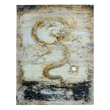 Load image into Gallery viewer, 8&#39;x10&#39;4&quot; Cosmic Latte Beige, Natural Wool, Antique Chinese Inspired Dragon Design, Hand Knotted, Oriental Rug FWR452610