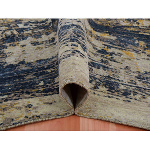 8'x10'4" Cosmic Latte Beige, Natural Wool, Antique Chinese Inspired Dragon Design, Hand Knotted, Oriental Rug FWR452610