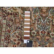 Load image into Gallery viewer, 4&#39;1&quot;x6&#39;1&quot; Tobacco Brown, Hand Knotted Genuine Kashmir All Over Design, Intricate Pattern, 100% Silk, 400 Kpsi, Dense Weave, Oriental Rug FWR452622