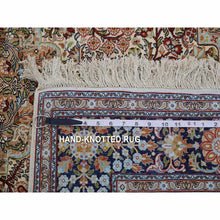 Load image into Gallery viewer, 4&#39;1&quot;x6&#39;1&quot; Tobacco Brown, Hand Knotted Genuine Kashmir All Over Design, Intricate Pattern, 100% Silk, 400 Kpsi, Dense Weave, Oriental Rug FWR452622