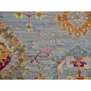 11'10"x14'6" Mirage Gray, 100% Wool, Hand Knotted, Sultanabad Reimagined, All Over Leaf Design, Zero Pile, Sheared Low, Oversized, Oriental Rug FWR452694