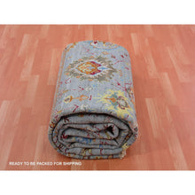 Load image into Gallery viewer, 11&#39;10&quot;x14&#39;6&quot; Mirage Gray, 100% Wool, Hand Knotted, Sultanabad Reimagined, All Over Leaf Design, Zero Pile, Sheared Low, Oversized, Oriental Rug FWR452694