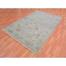 Load image into Gallery viewer, 6&#39;x8&#39;10&quot; Mirage Gray, Sultanabad Reimagined, 100% Wool, Hand Knotted, All Over Leaf Design, Zero Pile, Cropped Thin, Oriental Rug FWR452724