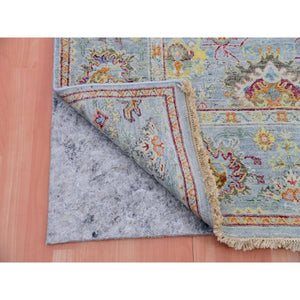6'x8'10" Mirage Gray, Sultanabad Reimagined, 100% Wool, Hand Knotted, All Over Leaf Design, Zero Pile, Cropped Thin, Oriental Rug FWR452724