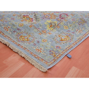 6'x8'10" Mirage Gray, Sultanabad Reimagined, 100% Wool, Hand Knotted, All Over Leaf Design, Zero Pile, Cropped Thin, Oriental Rug FWR452724