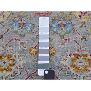6'x8'10" Mirage Gray, Sultanabad Reimagined, 100% Wool, Hand Knotted, All Over Leaf Design, Zero Pile, Cropped Thin, Oriental Rug FWR452724