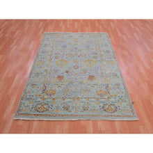 Load image into Gallery viewer, 5&#39;1&quot;x6&#39;10&quot; Mirage Gray, Zero Pile, Sheared Low, 100% Wool, Hand Knotted, Sultanabad Reimagined, All Over Leaf Design, Oriental Rug FWR452730