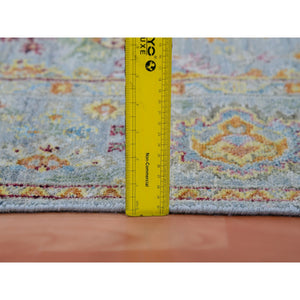 5'1"x6'10" Mirage Gray, Zero Pile, Sheared Low, 100% Wool, Hand Knotted, Sultanabad Reimagined, All Over Leaf Design, Oriental Rug FWR452730