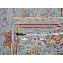 Load image into Gallery viewer, 5&#39;1&quot;x6&#39;10&quot; Mirage Gray, Zero Pile, Sheared Low, 100% Wool, Hand Knotted, Sultanabad Reimagined, All Over Leaf Design, Oriental Rug FWR452730