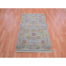 Load image into Gallery viewer, 3&#39;1&quot;x5&#39; Mirage Gray, 100% Wool, Hand Knotted, Sultanabad Reimagined, All Over Leaf Design, Zero Pile, Sheared Low, Oriental Rug FWR452742