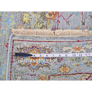3'1"x5' Mirage Gray, 100% Wool, Hand Knotted, Sultanabad Reimagined, All Over Leaf Design, Zero Pile, Sheared Low, Oriental Rug FWR452742
