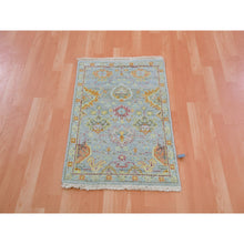 Load image into Gallery viewer, 2&#39;x3&#39; Mirage Gray, Zero Pile, Cropped Thin, Sultanabad Reimagined, All Over Leaf Design, 100% Wool, Hand Knotted, Mat, Oriental Rug FWR452748