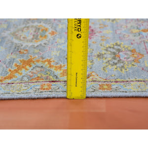 2'x3' Mirage Gray, Zero Pile, Cropped Thin, Sultanabad Reimagined, All Over Leaf Design, 100% Wool, Hand Knotted, Mat, Oriental Rug FWR452748