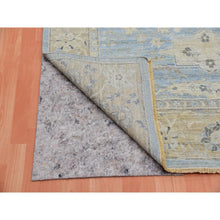 Load image into Gallery viewer, 9&#39;1&quot;x11&#39;6&quot; Columbia Blue, Cropped Thin, Washed Out, Antiqued Zeigler Mahal With Zero Pile, Hand Knotted, 100% Wool, Oriental Rug FWR452802