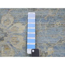Load image into Gallery viewer, 9&#39;1&quot;x11&#39;6&quot; Columbia Blue, Cropped Thin, Washed Out, Antiqued Zeigler Mahal With Zero Pile, Hand Knotted, 100% Wool, Oriental Rug FWR452802