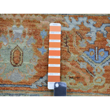 Load image into Gallery viewer, 9&#39;x11&#39;10&quot; Periwinkle Blue, Sheared Low, Hand Knotted, Antiqued Heriz All Over Design, Zero Pile, Distressed, 100% Wool, Oriental Rug FWR452814