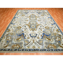 Load image into Gallery viewer, 9&#39;2&quot;x12&#39;1&quot; Daisy White, Hand Knotted, Polonaise Czartoryski With Persian Isphahan Inspired design, Distinct Abrash, Zero Pile, Pure Wool Oriental Rug FWR452838
