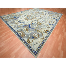 Load image into Gallery viewer, 12&#39;x15&#39;5&quot; Powder White, Polonaise Czartoryski With Persian Isphahan Inspired design, 100% Wool, Distinct Abrash, Hand Knotted, Zero Pile, Oversized, Oriental Rug FWR452844