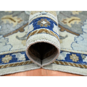 12'x15'5" Powder White, Polonaise Czartoryski With Persian Isphahan Inspired design, 100% Wool, Distinct Abrash, Hand Knotted, Zero Pile, Oversized, Oriental Rug FWR452844