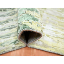 Load image into Gallery viewer, 6&#39;1&quot;x9&#39;3&quot; Shades Of Green, Crocodile Safari Design, 100% Silk, Hand Knotted, Soft Pile, Oriental Rug FWR452856