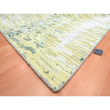 Load image into Gallery viewer, 6&#39;1&quot;x9&#39;3&quot; Shades of Green, Crocodile Safari Design, 100% Silk, Hand Knotted, Soft Pile, Oriental Rug FWR452856
