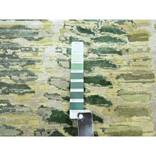 Load image into Gallery viewer, 6&#39;1&quot;x9&#39;3&quot; Shades of Green, Crocodile Safari Design, 100% Silk, Hand Knotted, Soft Pile, Oriental Rug FWR452856