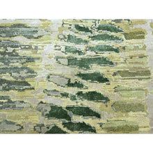 Load image into Gallery viewer, 6&#39;1&quot;x9&#39;3&quot; Shades of Green, Crocodile Safari Design, 100% Silk, Hand Knotted, Soft Pile, Oriental Rug FWR452856