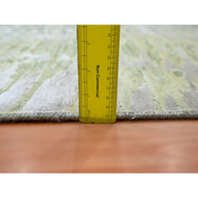 Load image into Gallery viewer, 6&#39;1&quot;x9&#39;3&quot; Shades of Green, Crocodile Safari Design, 100% Silk, Hand Knotted, Soft Pile, Oriental Rug FWR452856