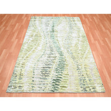 Load image into Gallery viewer, 5&#39;1&quot;x7&#39;3&quot; Eden Green, Crocodile Safari Design, Borderless, 100% Silk, Hand Knotted, Oriental Rug FWR452862