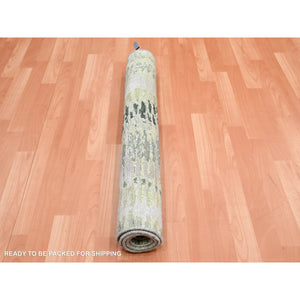 3'1"x5'3" Greener Pastures, Crocodile Safari Design, Lush and Plush, 100% Silk, Hand Knotted, Oriental Rug FWR452868
