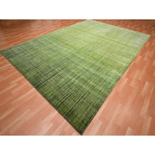 Load image into Gallery viewer, 9&#39;x12&#39;3&quot; Moss Green, Vertical Ombre Design, Hand Knotted, Soft And Vibrant Wool, Oriental Rug FWR452892