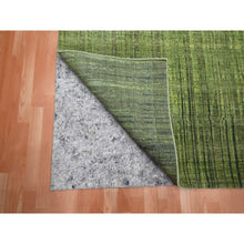 Load image into Gallery viewer, 9&#39;x12&#39;3&quot; Moss Green, Vertical Ombre Design, Hand Knotted, Soft And Vibrant Wool, Oriental Rug FWR452892