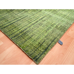 9'x12'3" Moss Green, Vertical Ombre Design, Hand Knotted, Soft And Vibrant Wool, Oriental Rug FWR452892