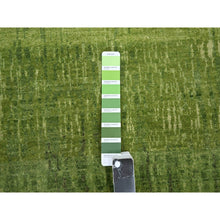 Load image into Gallery viewer, 9&#39;x12&#39;3&quot; Moss Green, Vertical Ombre Design, Hand Knotted, Soft And Vibrant Wool, Oriental Rug FWR452892