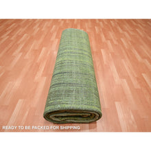 Load image into Gallery viewer, 9&#39;x12&#39;3&quot; Moss Green, Vertical Ombre Design, Hand Knotted, Soft And Vibrant Wool, Oriental Rug FWR452892