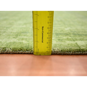 9'x12'3" Moss Green, Vertical Ombre Design, Hand Knotted, Soft And Vibrant Wool, Oriental Rug FWR452892