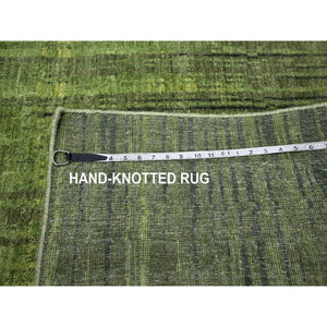 9'x12'3" Moss Green, Vertical Ombre Design, Hand Knotted, Soft And Vibrant Wool, Oriental Rug FWR452892