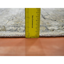 Load image into Gallery viewer, 2&#39;1&quot;x3&#39; Pearl White, Oushak With Geometric Motif, Hand Knotted, Pure Silk And Textured Wool, Mat, Oriental Rug FWR452898