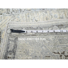 Load image into Gallery viewer, 2&#39;1&quot;x3&#39; Pearl White, Oushak With Geometric Motif, Hand Knotted, Pure Silk And Textured Wool, Mat, Oriental Rug FWR452898