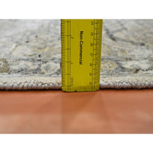 Load image into Gallery viewer, 2&#39;1&quot;x3&#39; Eggshell White, Hand Knotted, Pure Silk And Textured Wool, Oushak With Geometric Motif, Mat, Oriental Rug FWR452904