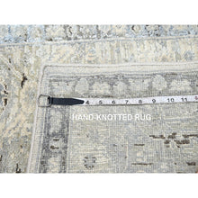 Load image into Gallery viewer, 2&#39;1&quot;x3&#39; Eggshell White, Hand Knotted, Pure Silk And Textured Wool, Oushak With Geometric Motif, Mat, Oriental Rug FWR452904