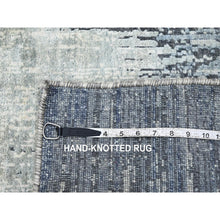 Load image into Gallery viewer, 2&#39;1&quot;x3&#39; Medium Gray, Vertical Ombre Design, Pure Silk, Hand Knotted, Mat, Oriental Rug FWR452916