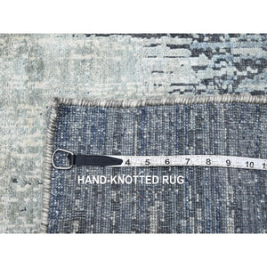 2'1"x3' Medium Gray, Vertical Ombre Design, Pure Silk, Hand Knotted, Mat, Oriental Rug FWR452916