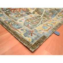 Load image into Gallery viewer, 9&#39;1&quot;x12&#39; Chocolate Brown With Yellow, Abrash Persian Design, 100% Pure Wool, Zero Pile, Shaved Low, Hand Knotted Oriental Rug FWR452934